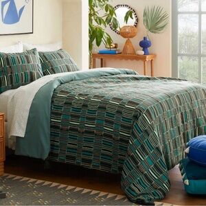 Opalhouse Teal and Black Geometric Duvet Cover